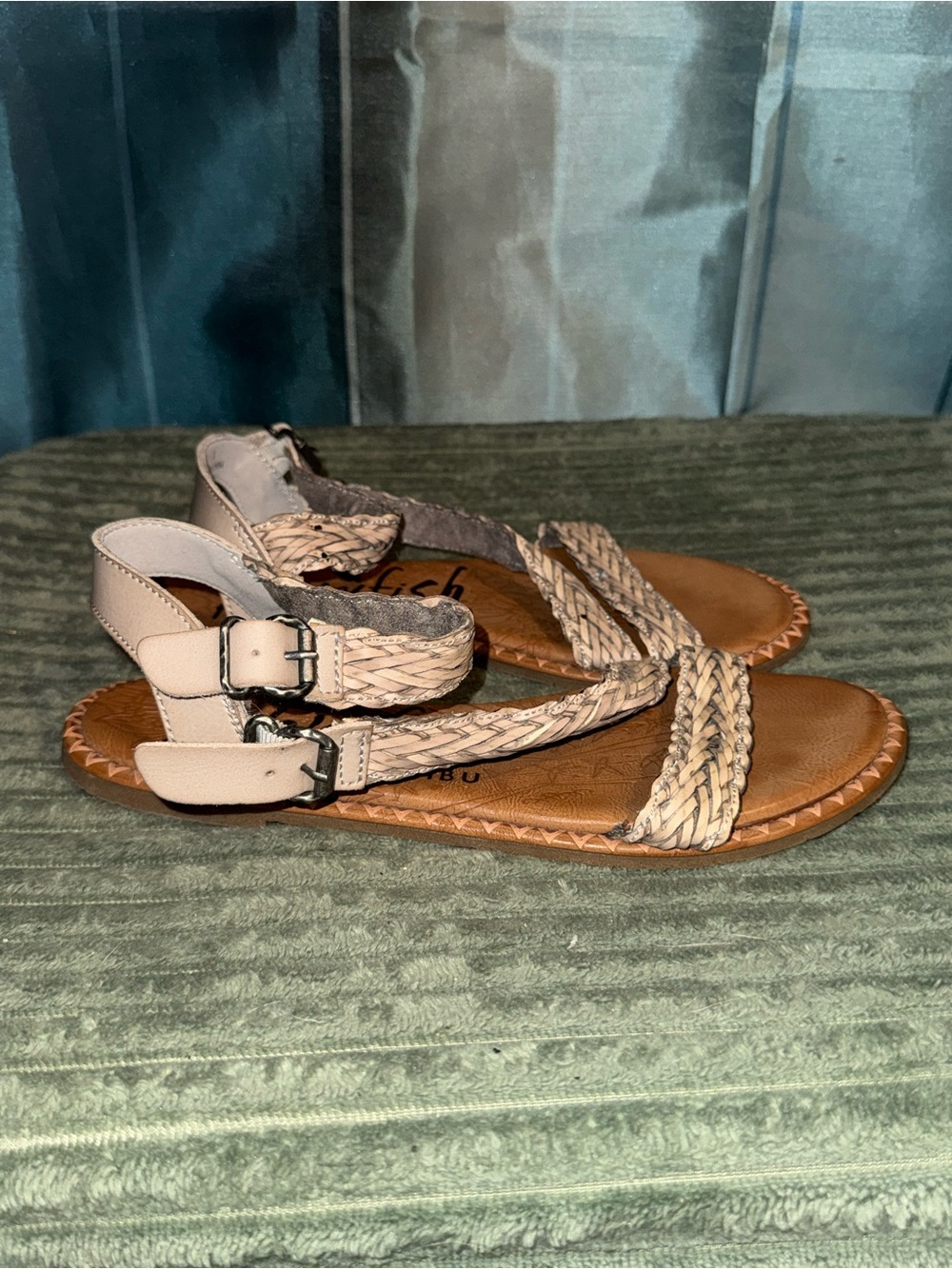 Blowfish Women's Beige Braided Strap Sandals - Unbranded